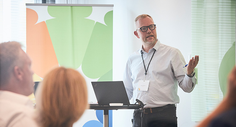 Jesper Nielsen speaking at the annual Dynamics Conference in Denmark, 2019.