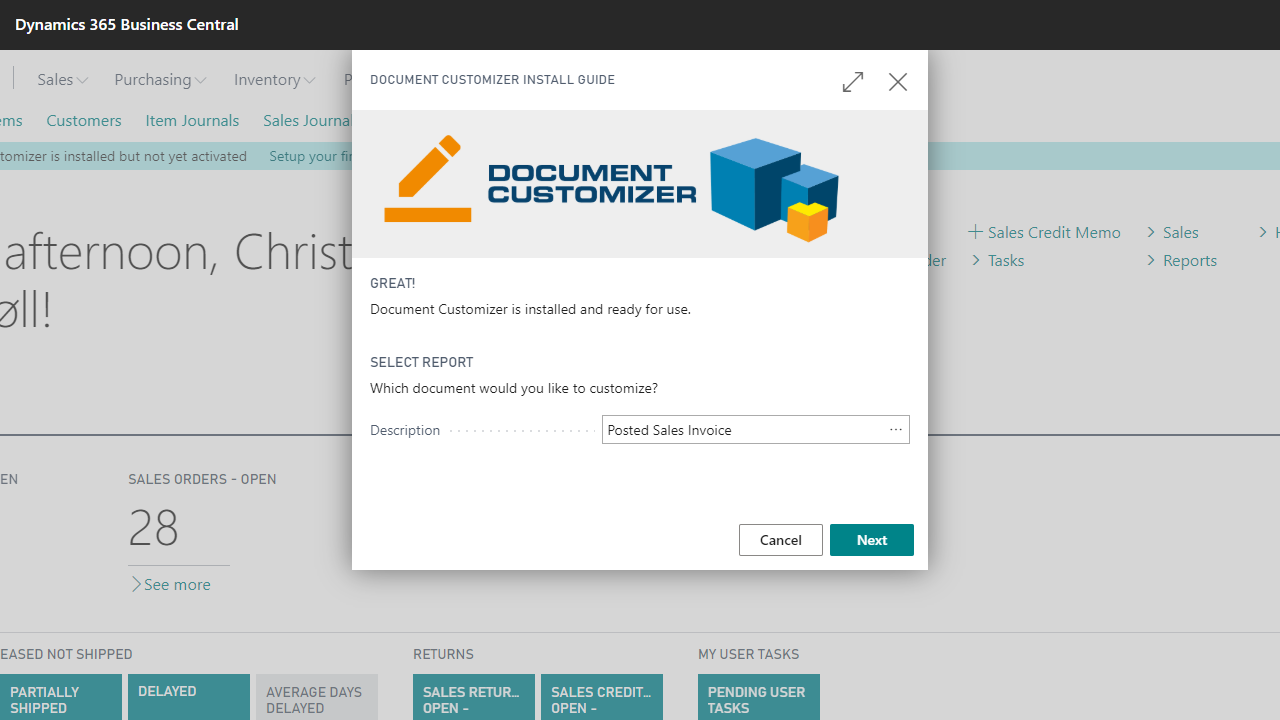 Document Customizer app for Business Central